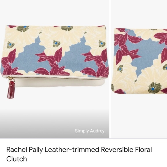 NWOT Rachel Pally leather trimmed reversible printed clutch - Picture 5 of 13